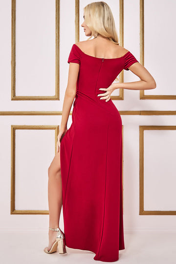 Goddiva off the Shoulder Knot Front Maxi Dress Goddiva